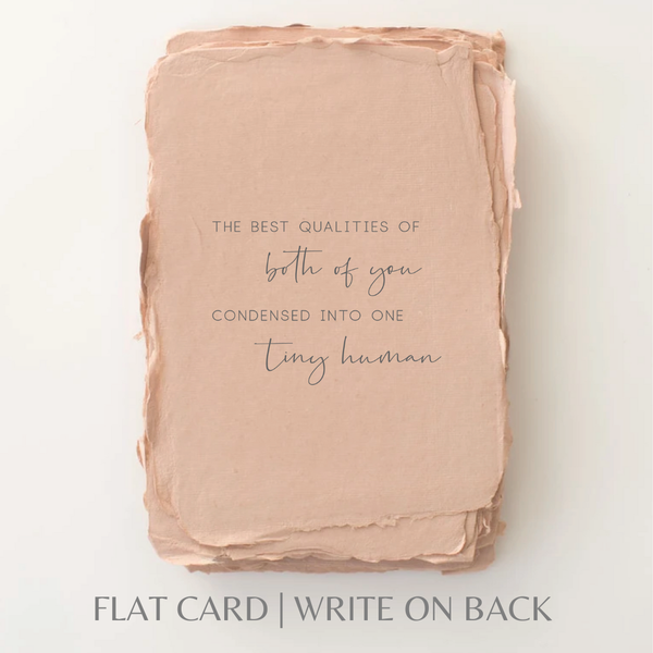 Best qualities of you both | Baby Greeting Card: Flat A2 Greeting Card. Blank on Back.