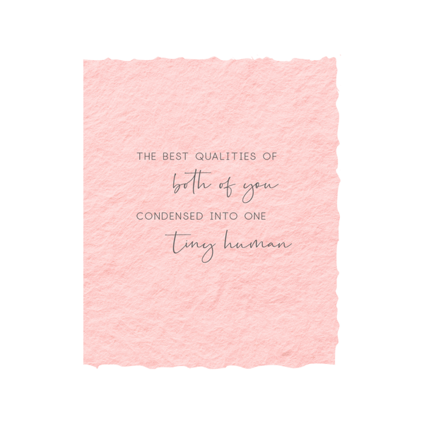 Best qualities of you both | Baby Greeting Card: Flat A2 Greeting Card. Blank on Back.