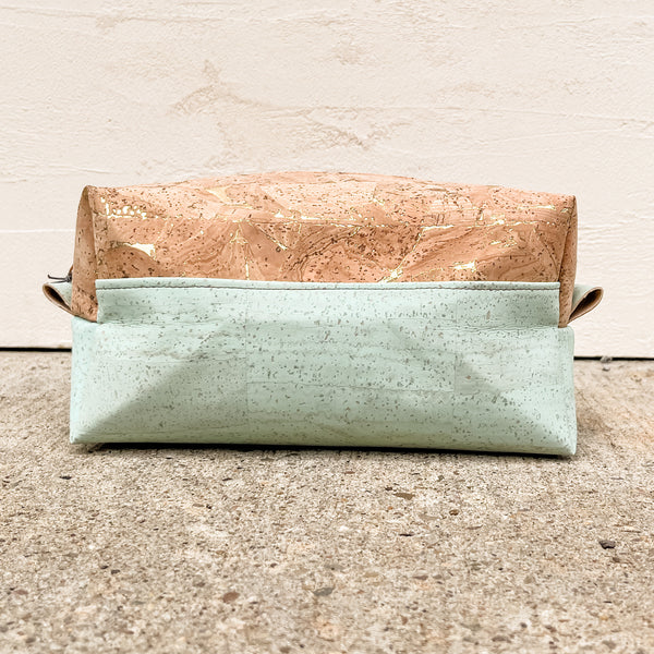 Cork Toiletry/Dopp Kit | Gold Crackle/Seafoam