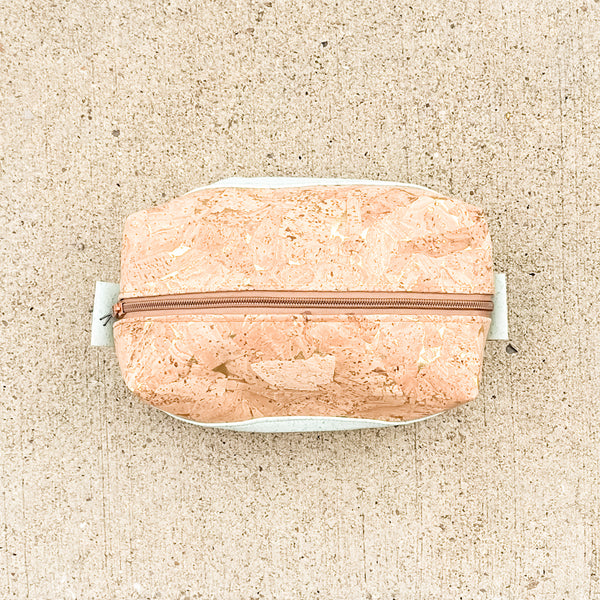 Cork Toiletry/Dopp Kit | Gold Crackle/Seafoam