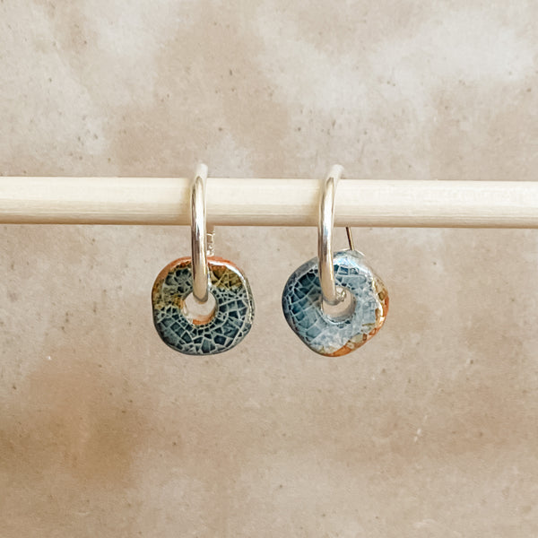 Midnight Sun Ceramic Wafer Hoop Earrings