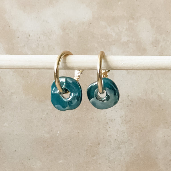 Stargazer Ceramic Wafer Hoop Earrings