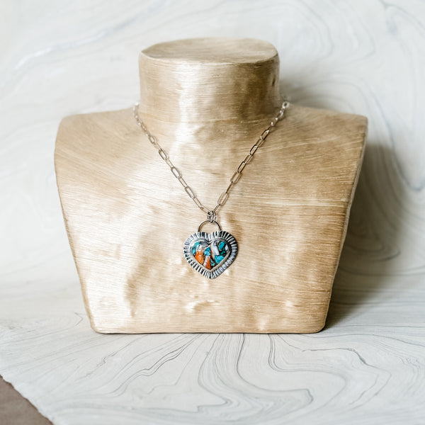 No. 1 Sunrise Turquoise Radiant Heart Necklace