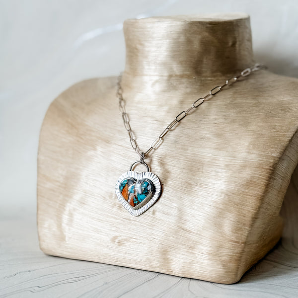 No. 1 Sunrise Turquoise Radiant Heart Necklace