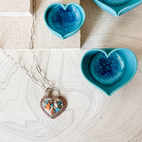 No. 1 Sunrise Turquoise Radiant Heart Necklace