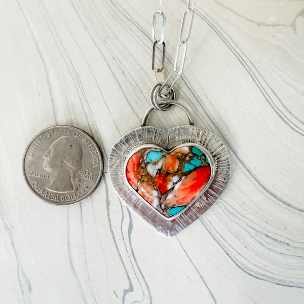 No. 3 Sunrise Turquoise Radiant Heart Necklace