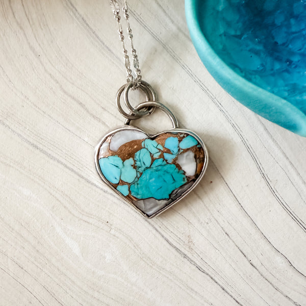 No. 6 Sunrise Turquoise Heart Necklace