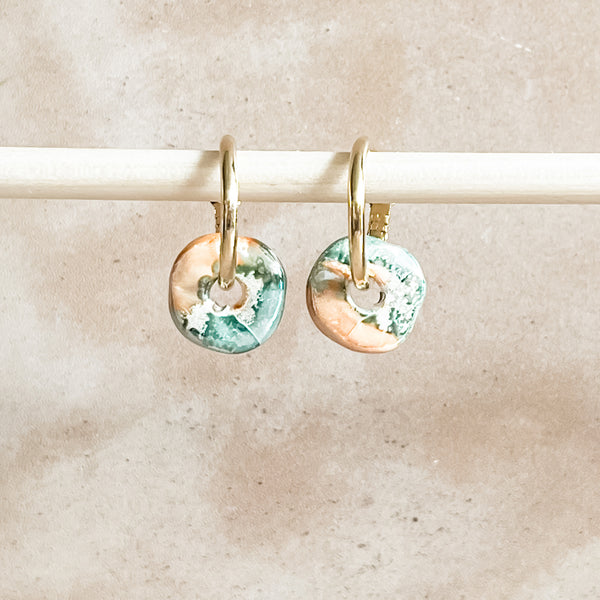 Ocean Sunrise Ceramic Wafer Hoop Earring