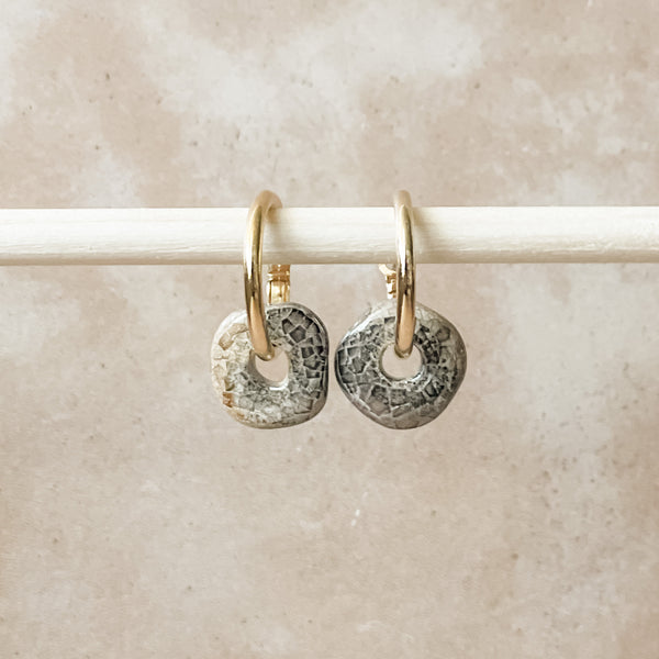 River Rock Ceramic Wafer Hoop Earrings