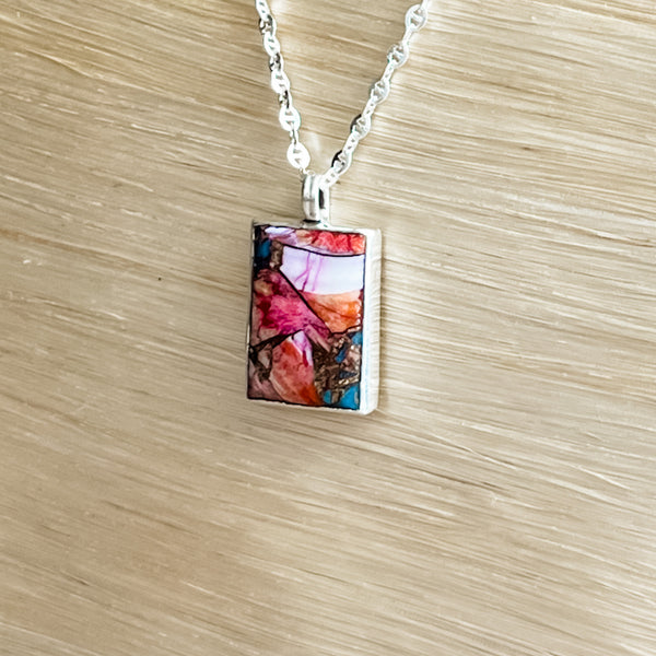 Sunset Turquoise Sterling Necklace 18" No.3