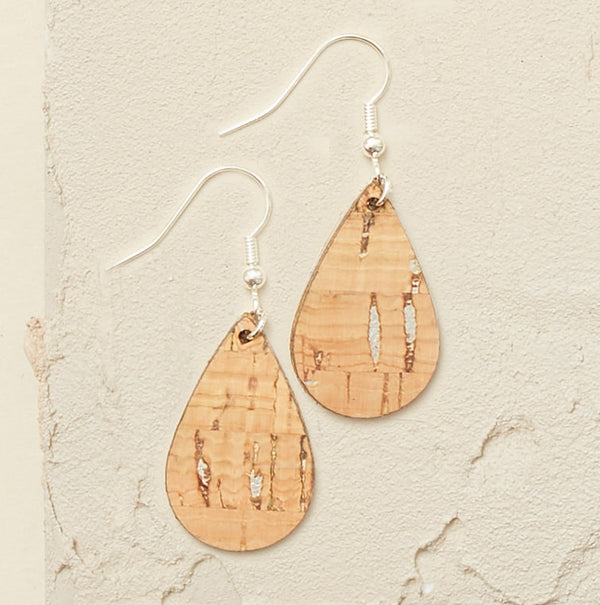 Lux Cork Earrings - Small Teardrops in Natural Colors